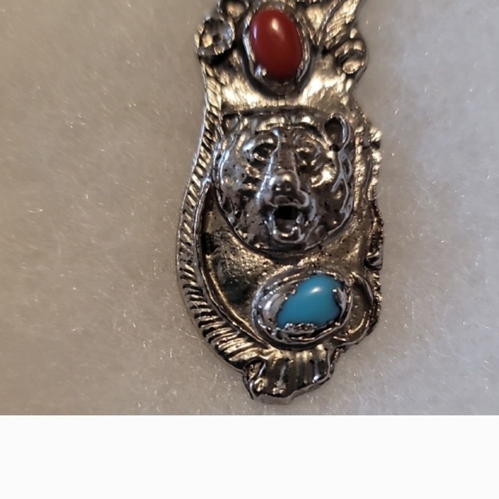 Sterling Silver Charm With Turquoise And Coral